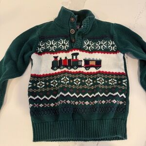 Green Train Pattern kids toddler 3T Sweater